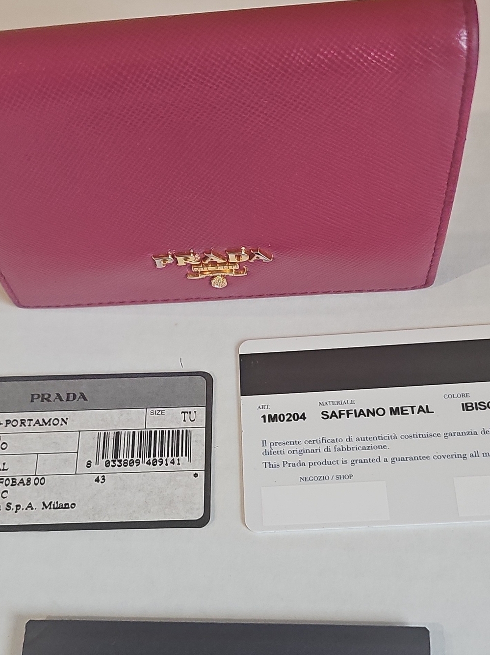 PRADA Women’s Pink Folding Wallet w/ Logo Accent, Solid Pattern, TU Size